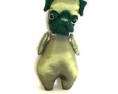 miniature Mon Cher Pug (sage, green, yellow, hunter green, metallic) pug doll,stuffed dog, stuffed toy, stuffed animal, children