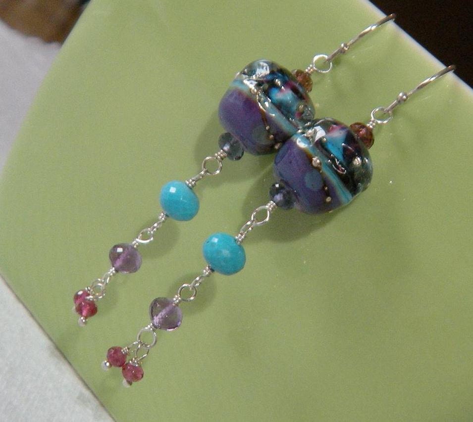 Plum Passion Earrings with Semiprecious Gems