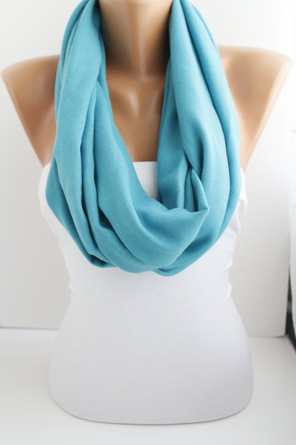 Pastel Blue Soft Pashmina Loop infinity  Scarf