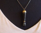 Figa Amulet Necklace- Vintage Ebony and Brass Figa/ Boho/ Magical Charm/ Italian, South American Amulet