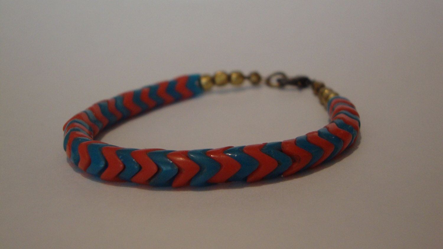 Chevron Bracelet - Vintage African Snake Beads Paired with Brass Nuggets  "Snake Dreams"