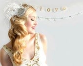 GATSBY bridal birdcage 20s inspired   rhinestone feather clip  bridal comb   rhinestone comb   bridal blusher