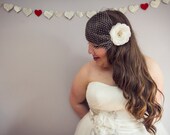 single flower bridal birdcage bandeau veil- bridal veil- bridal blusher