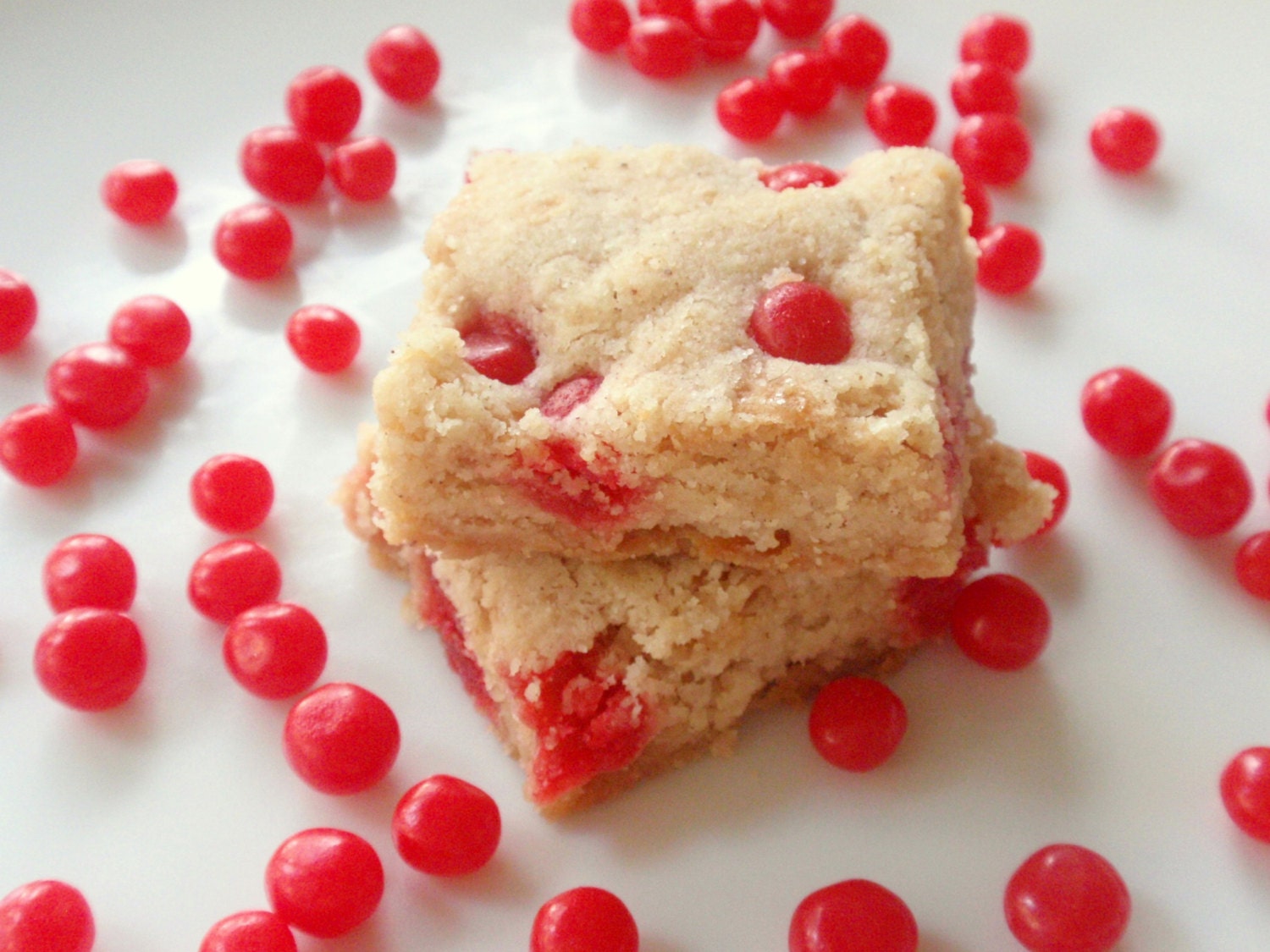 Red Hot Cinnamon Shortbread Cookies - Valentine's Day Candy Cookies - Butter Spice Sugar Cookie Bars - BakeAllTheThings