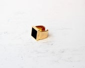 Dalit - black perspex ring, gold ring, geometric ring, fashion ring