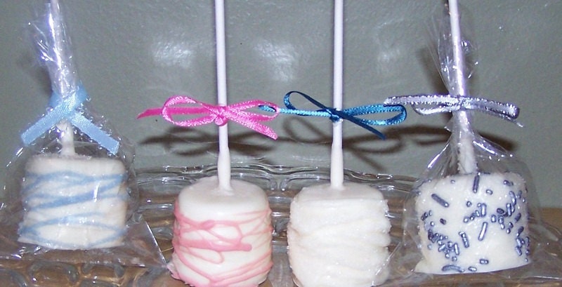 Chocolate covered marshmallows on a stick - Wedding Favors - Marshmallow Pops