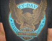 Vintage Harley Davidson Eagle Turquoise Shirt Tee Top Soft Thin Biker