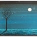 Original Surreal Painting, Abstract Night Landscape Painting, Blue Night, Dark Art Tree Painting, Nightscape Oil Painting, Wall Art, 11 x 14