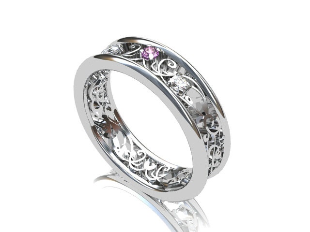 Lavender sapphire ring, filigree ring, diamond, engagement ring, wedding ring, purple sapphire, light purple, lavender gemstone