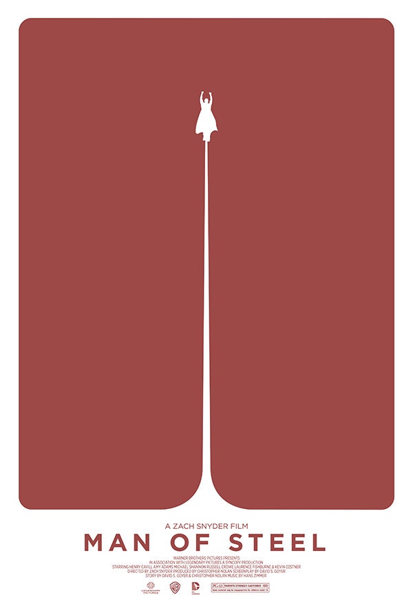 Man of Steel Minimalist Movie Poster 13"x19" - Limited Edition of 50 - Based on Superman film from Zach Snyder