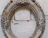 Ornate wood oval frame white French farmhouse distressed aged wall decor anita spero