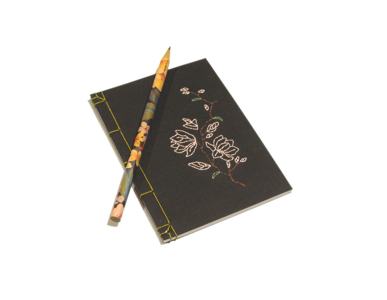 Embroidered Notebook / Magnolia / A6 Notebook / Floral Notepad / Flower Notebook
