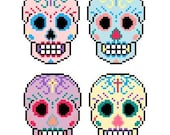 Pop Art Sugar Skull Cross Stitch Pattern