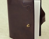 Dark brown refillable Leather Journal with unique embroidery stitch  (A6)