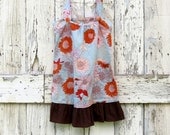 Pocket Full of Posies Pinafore upcycled tunic summer blue boho top mini dress eco floral jumper