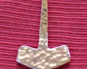 Hand Cast and Hammered Bronze Thor's Hammer on a Leather Thong