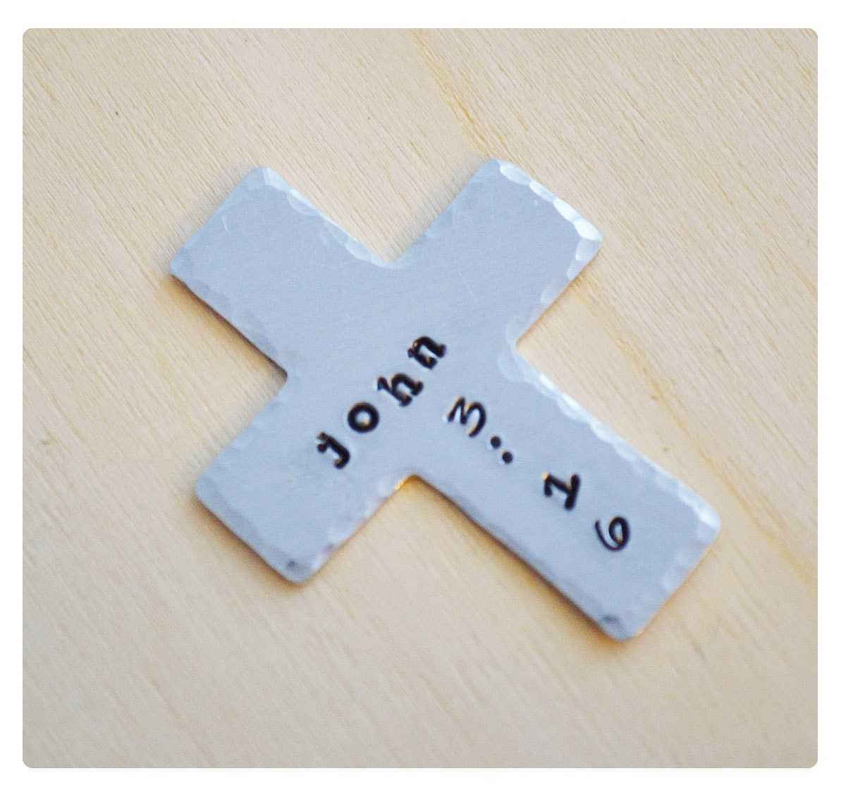 Pocket Cross - Bible Verse - Message of Faith - Carry Your Faith - Hand Stamped Cross