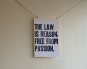 Letterpress Poster - Law - Aristotle
