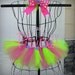 Evie - Hot Pink and Neon Green Tutu with Purple Flowers - Tutu Skirt - Available in Infant, Toddler, Girls, Teenager and Adult Sizes
