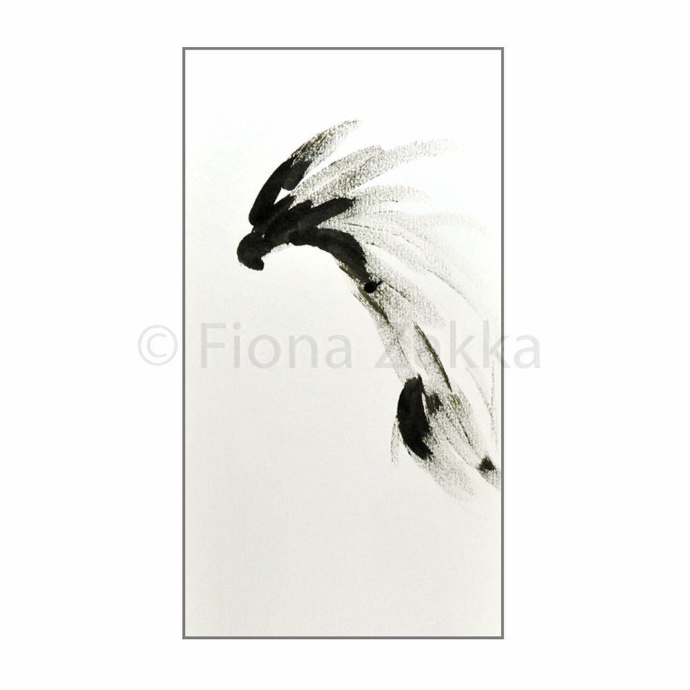 Contemporary Fine Art Print Ink Art Drawing Bird Art Eagle Minimal Art Black Ink Free Hand Art Animal Art  9.8 x 5.5 in / 25 x 14