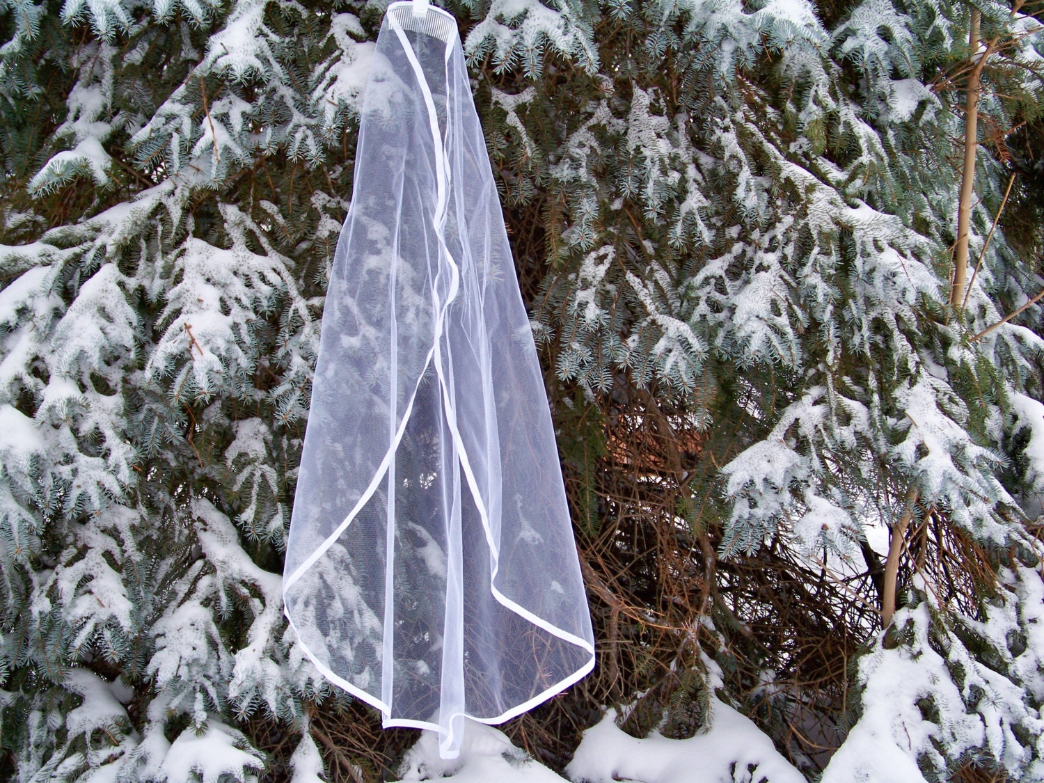 Elbow Mantilla Veil Silk Ribbon Edge Illusion