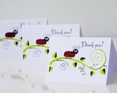 Thank You Greeting Card Ladybug Set of three 3 / Red Ladybird art 6x4 / Funny Cute Thanks card / Warm Wishes