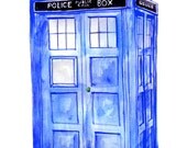 8.5 x 11" Doctor Who Print: Watercolor Painting of the TARDIS