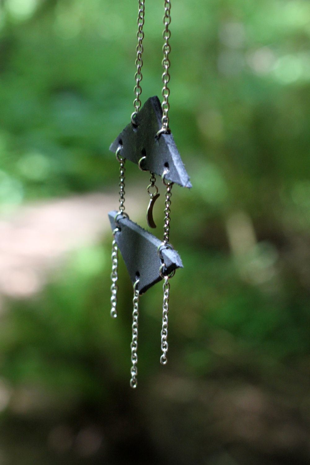Black Diamond Geometric Leather Necklace