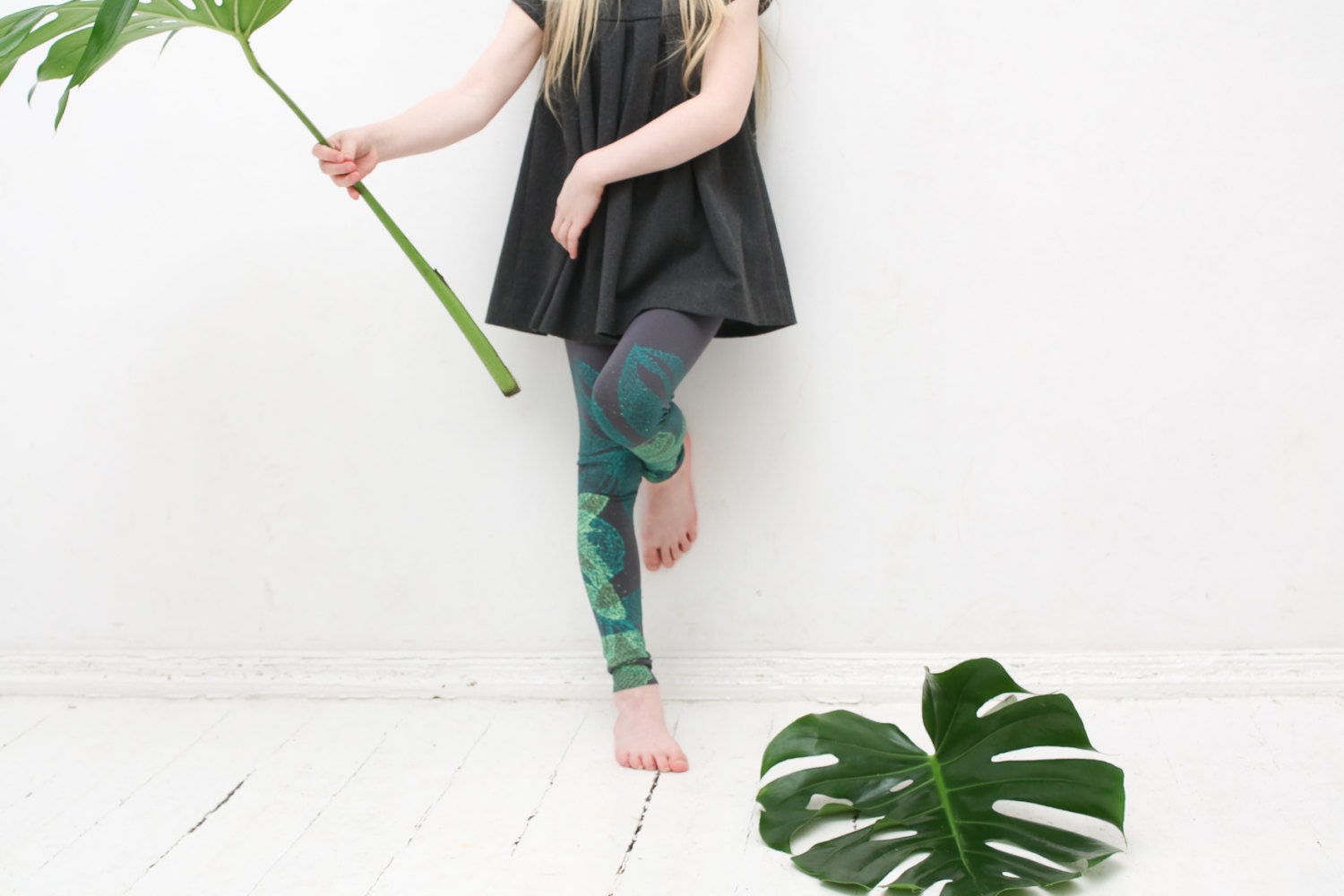 Jungle green children leggings