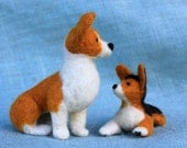 Felt Corgi - Red and White Corgi Sitting at Attention