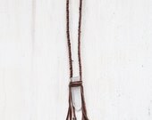 Crystal Necklace with Leather Fringe - Boho Chic Necklace