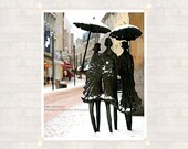 Umbrellas in the Snow 8x10 inch (20x25 cm) Street Art Fine Art Photography - Home decor - Gift Idea - PhotoByMADA