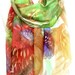 Large Scarf. Gift for Her. Painted Silk Scarf. Multicolour Silk Scarf. Handmade Silk Shawl. 18x71 in. (45x180 cm). Ready to Ship.