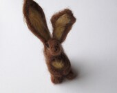 Felted bunny , rabbit figure, needle felted, small brown rabbit, toy bunny miniature, little rabbit with big ears