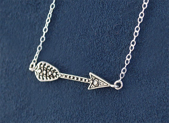 Silver Arrow Necklace - Valentine's Day Necklace Gift - Sterling Silver Chain - Valentine Cupid's Arrow, Tribal Arrow Necklace