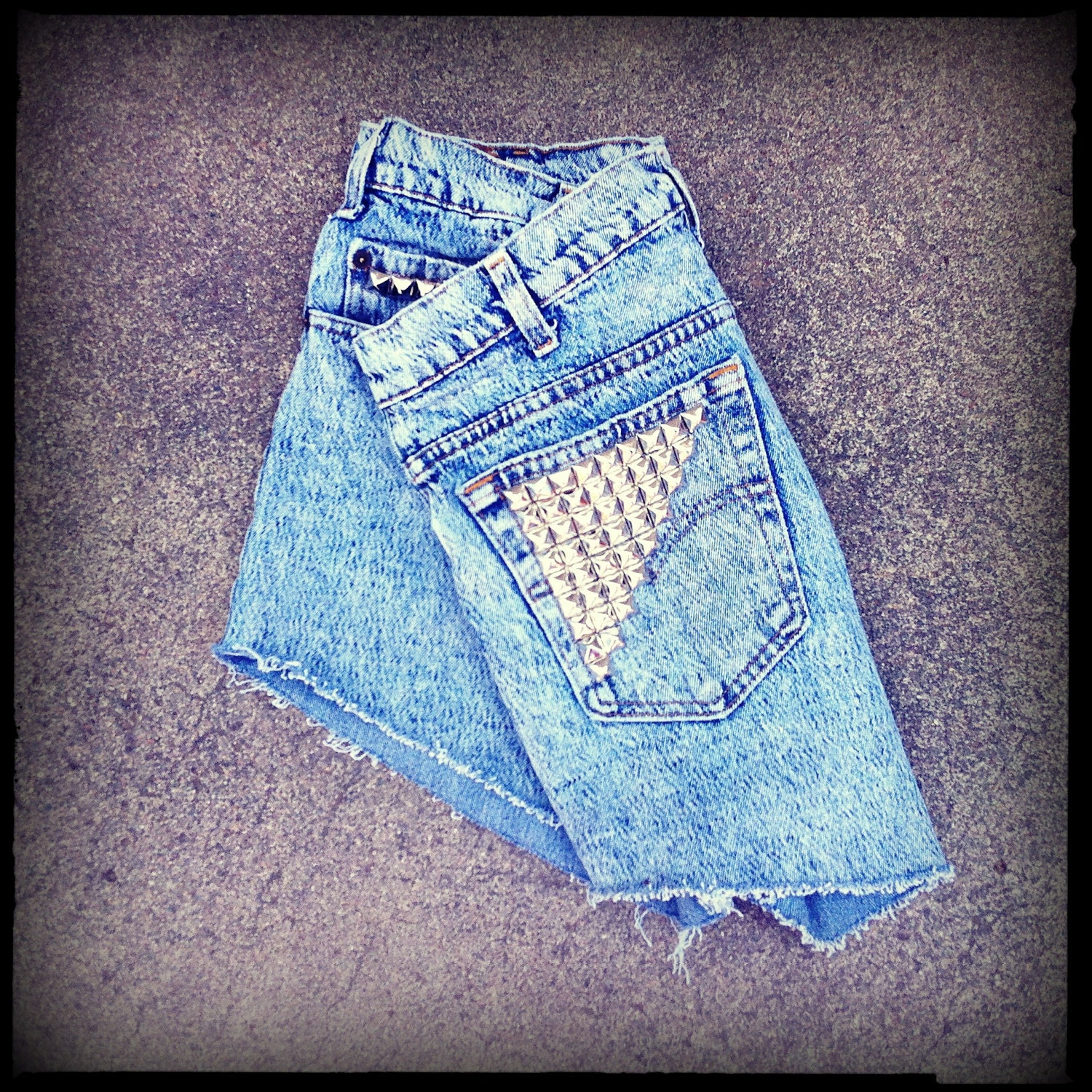 Vintage High Waisted Studded Acid Wash Levi's Cut Off Shorts 34" Waist