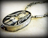 Angel with Wings Sterling Silver Locket Statement Necklace