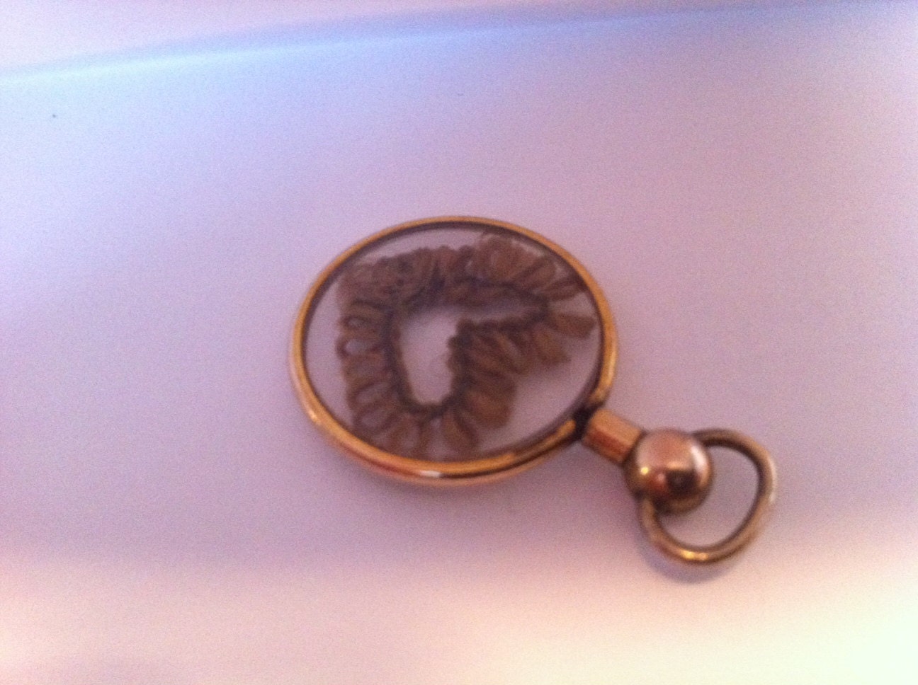 Victorian Edwardian 9ct Braided Hair Heart Mourning Locket Pendant or Pocketwatch Fob Glass Rose Gold