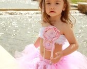 OOAK Tutu Skirt Fabric Lace Tulle Ribbon Pearls Birthday Wedding Pictures Photo Prop Girls Baby Children
