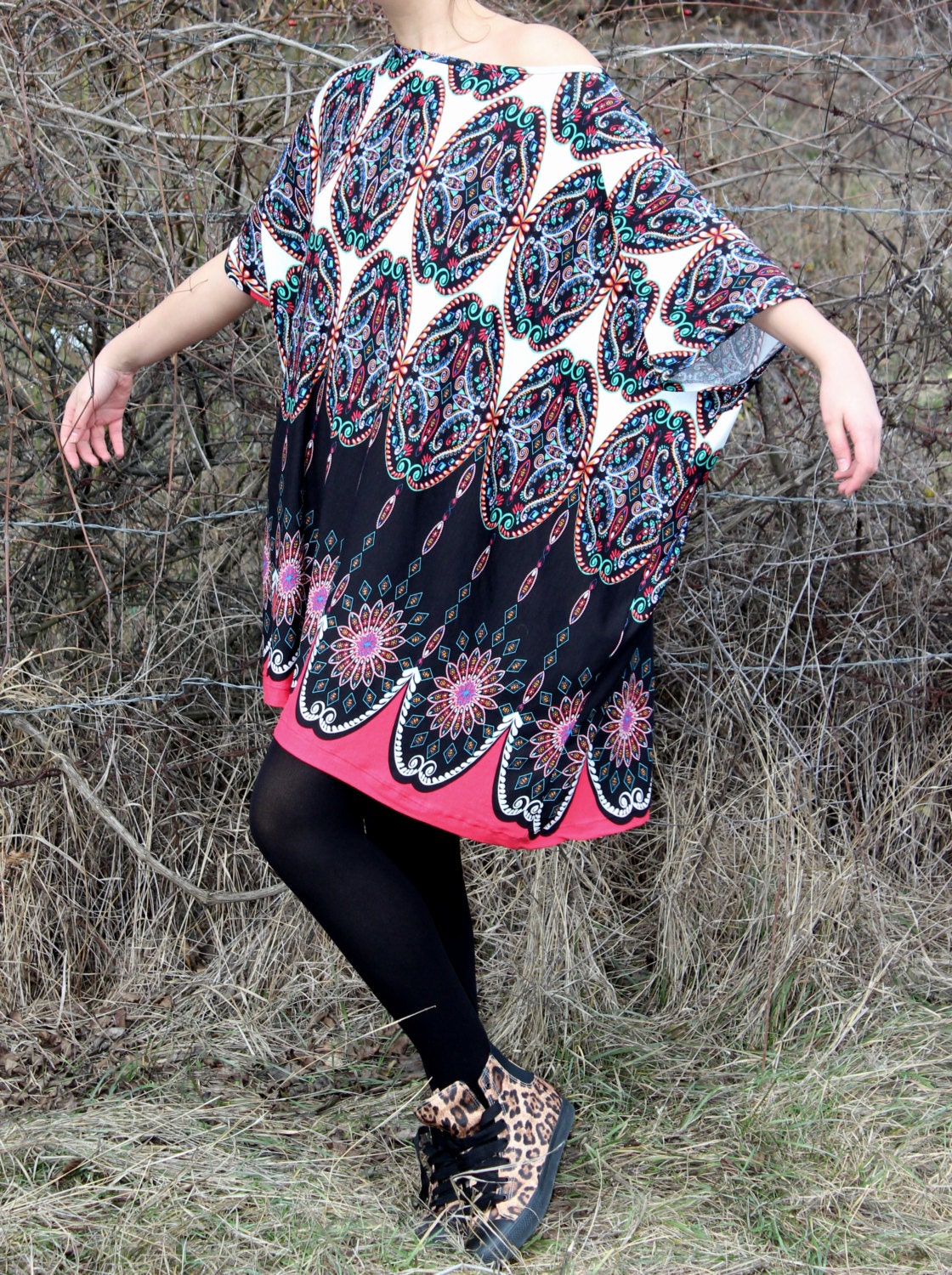 Handmade Plus size One size Oversized Maxi ExtraLarge Multicolored Elastic Cotton Spring Summer Sundress/Caftan/Tunic/Top/Blouse/Dress