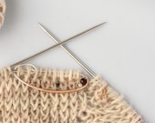 Celestial Garnet Knitting Tool Set with Bronze Stars - Handmade in Sterling Silver and Bronze Featuring a beautiful Garnet Stone
