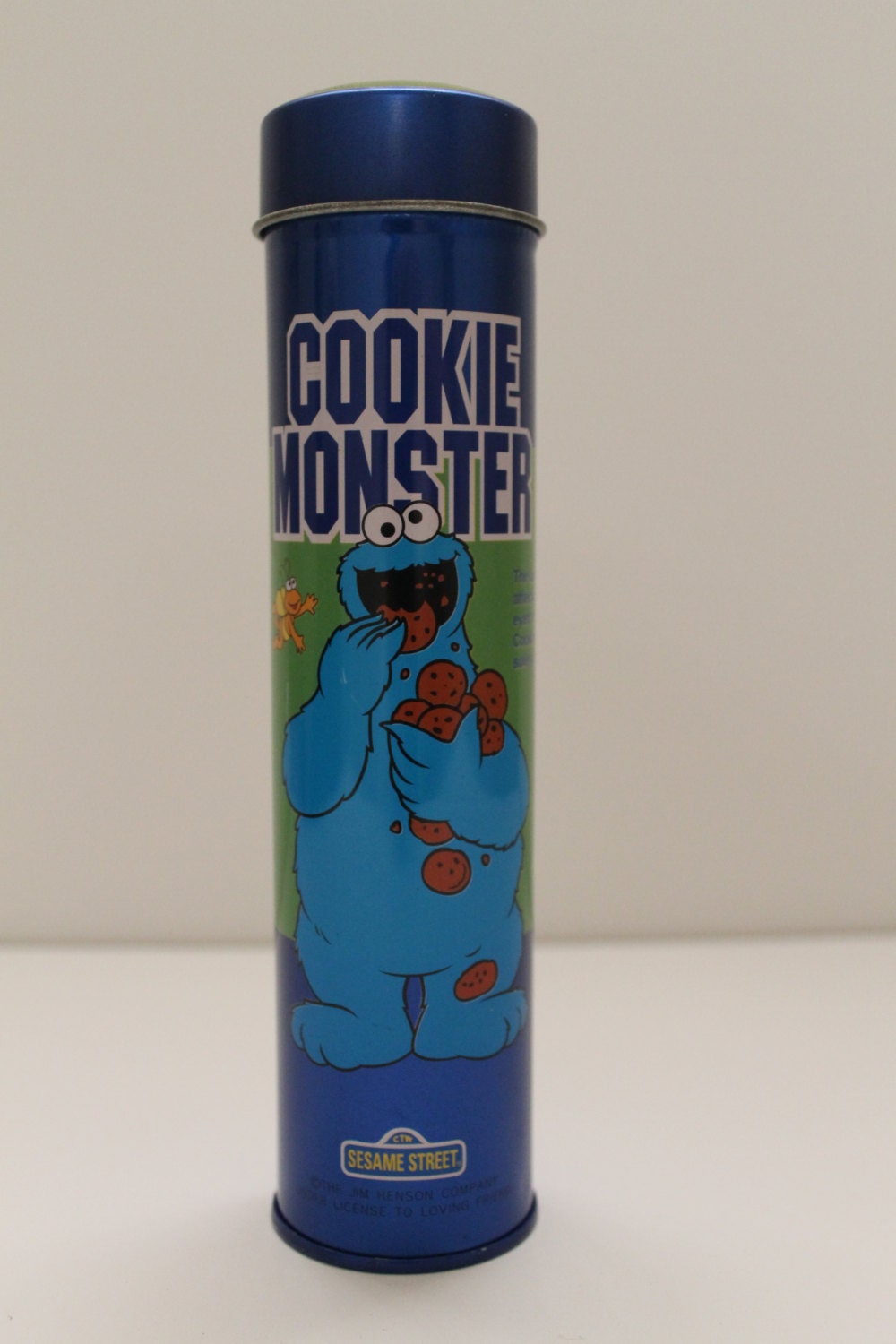Vintage Sesame Street Cookie Monster Metal Pencil Pen Holder