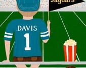 Choice of Jersey Color 8"x10" Personalized Fine Art Paper Print Boy at Game Sports Team Football Soccer Giclée Wall Art Children Kids