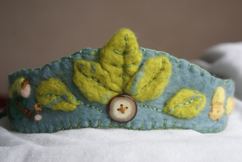 Waldorf Birthday Crown - Felt Birthday Crown - Waldorf Birthday - Woodland Crown - Boy Crown - Felt Crown - Green Crown