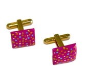 Vintage Hand Painted Polka Dot Cuff Links