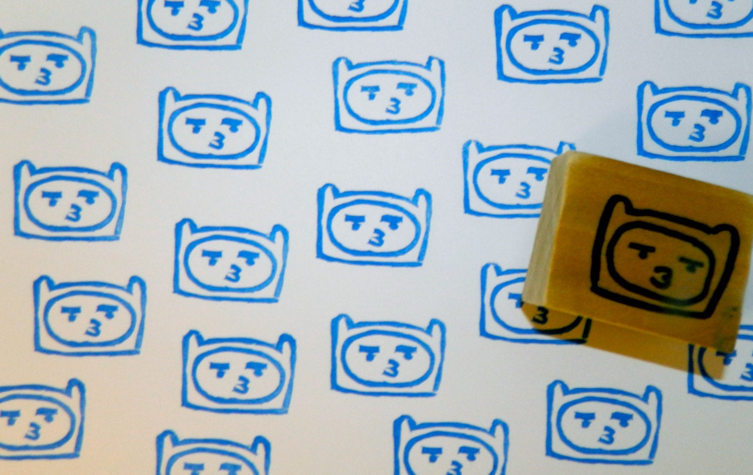 Hand Carved Adventure Time Finn the Human Stamp