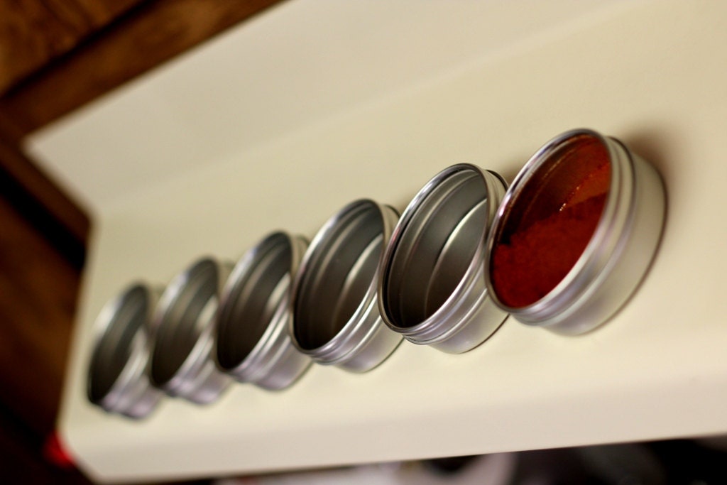Magnetic Spice Jars - Set of 6 - Magnet spice containers - Father's Day