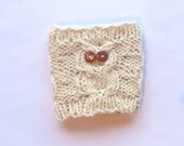 Off-White Owl Cup Cozy: Reuseable, Hand Knit Sleeve for Coffee, Tea, Hot Beverages