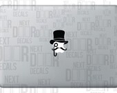 Like a Sir Top Hat and Mustache Apple Macbook Laptop Sticker Decal