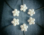 Six Pearl Bobby Pins Set